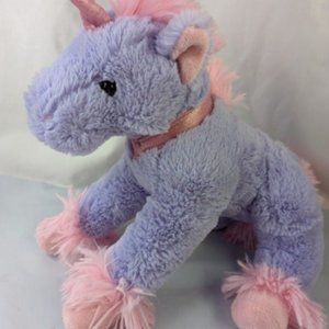 Kellytoy Purple Unicorn Plush 11" Tall Pink Feet Mane Stuffed Animal Toy